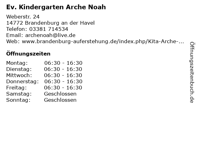 ffnungszeiten Ev. Kindergarten Arche Noah Weberstr. 24 in